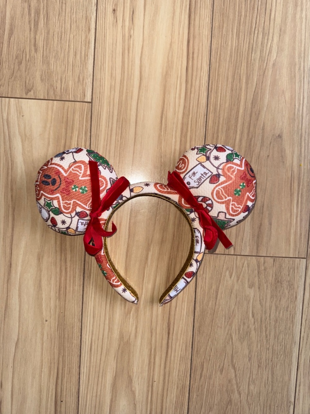 Gleam and Glimmer Holiday Gingerbread Mouse Disney Ear Headband - Red